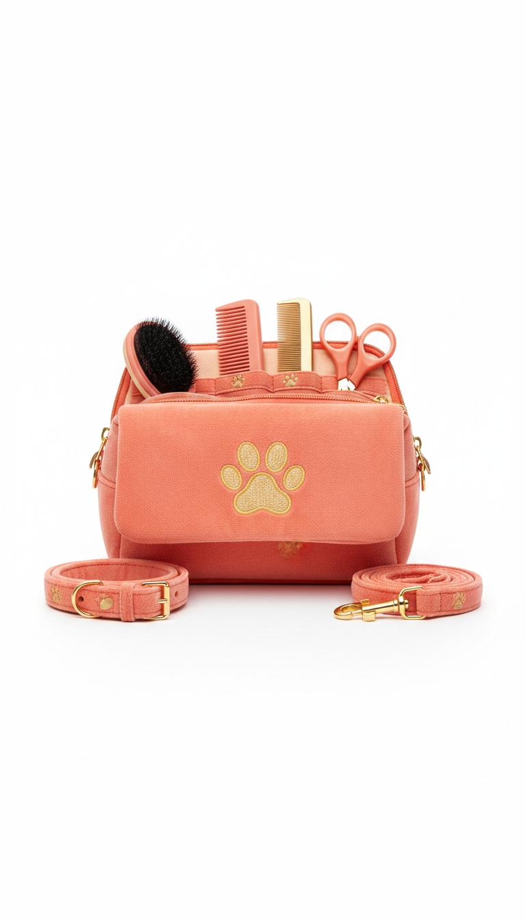 Premium Pet Grooming Kit — Coral & Gold